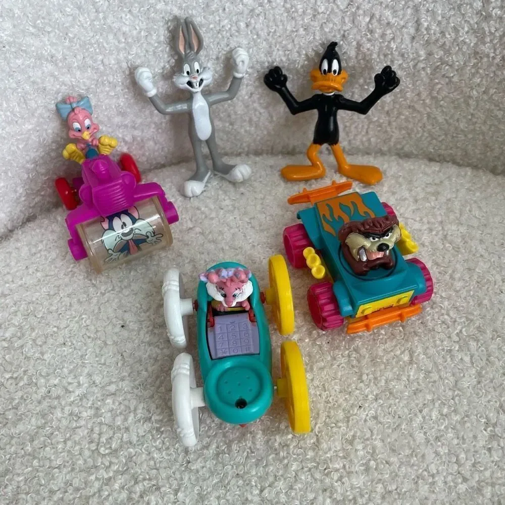 Vintage 5 80s Looney Tiny Tunes Figures Cars Bugs Bunny Daffy Duck